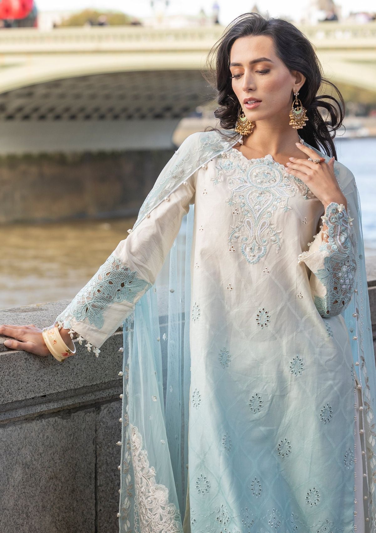 Meem | Luxury Eid Lawn 24 | MD-07 BLUE -  Meem Luxury - Original Designer Dress - House of Maryam