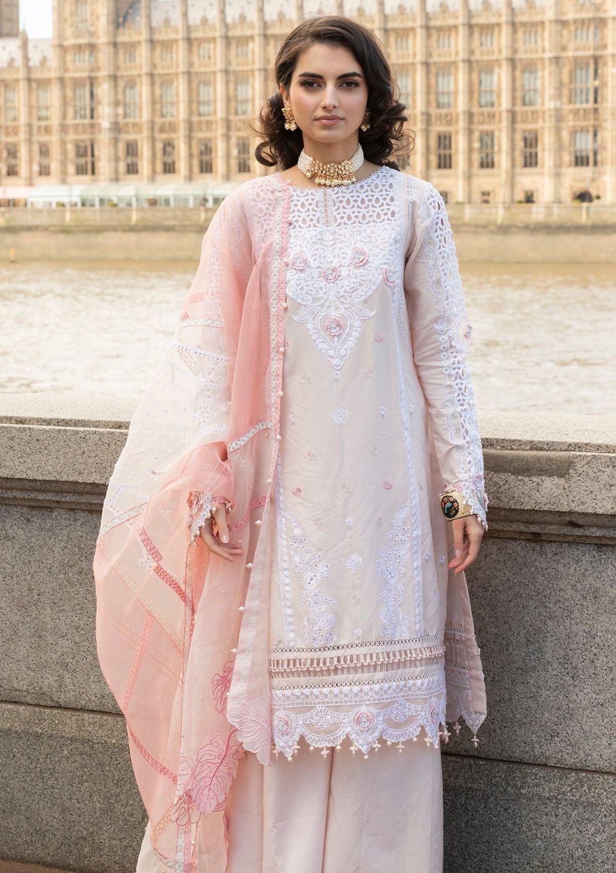 Meem | Luxury Eid Lawn 24 | MD-02 LIGHT PINK -  Meem Luxury - Original Designer Dress - House of Maryam