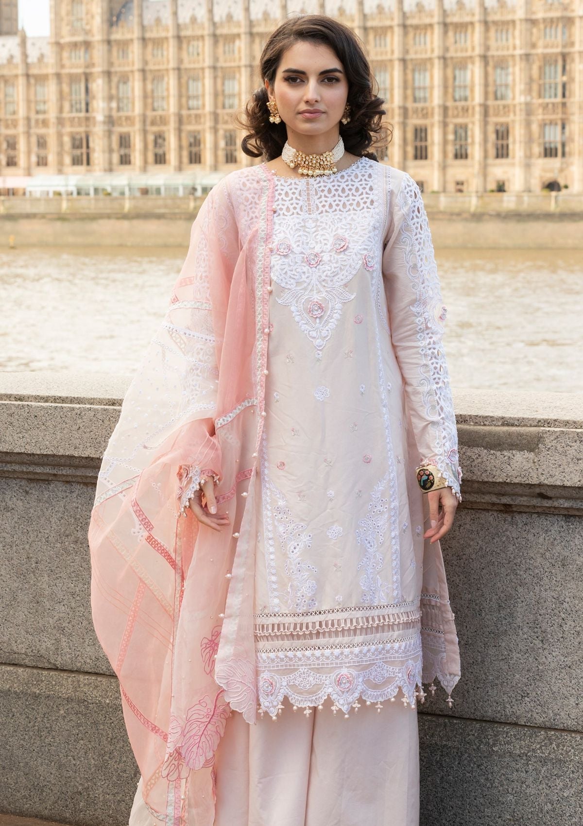 Meem | Luxury Eid Lawn 24 | MD-02 LIGHT PINK -  Meem Luxury - Original Designer Dress - House of Maryam