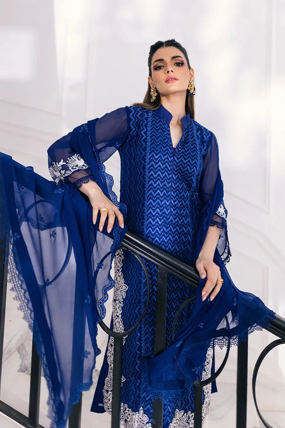Azure | Embroidered Ensembles 23 | Mellow Breeze -  Azure Formal - Original Designer Dress - House of Maryam