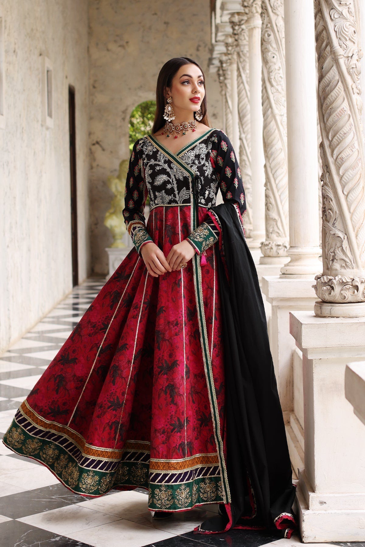 Mina Kashif | Festive Lawn | Anarkali -  Mina Kashif Luxury - Original Designer Dress - House of Maryam