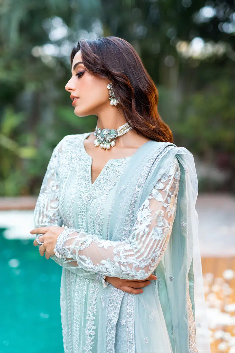 Azure | Embroidered Formals | Mint Breeze -  Azure Formal - Original Designer Dress - House of Maryam