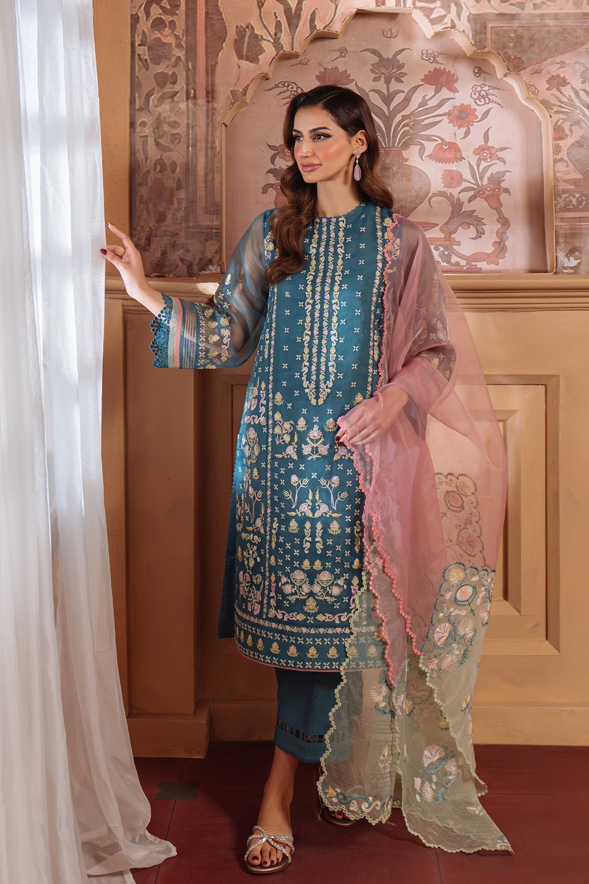 Sahar | Festive Edit Ready to Wear | Serene Teal - RTW -  Sahar Ladies Clothes -  House of Maryam