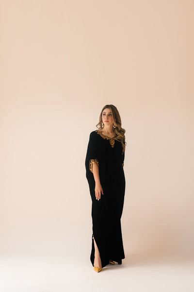 Sammy K | Velvet Festive Edit | Black Velvet Caftan -  Sammy K Ladies Clothes - Original Designer Dress - House of Maryam