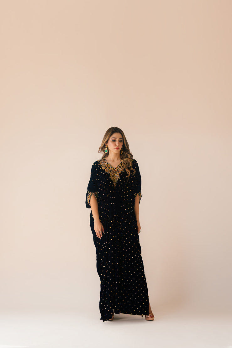 Sammy K | Velvet Festive Edit | Navy Blue Caftan -  Sammy K Ladies Clothes - Original Designer Dress - House of Maryam