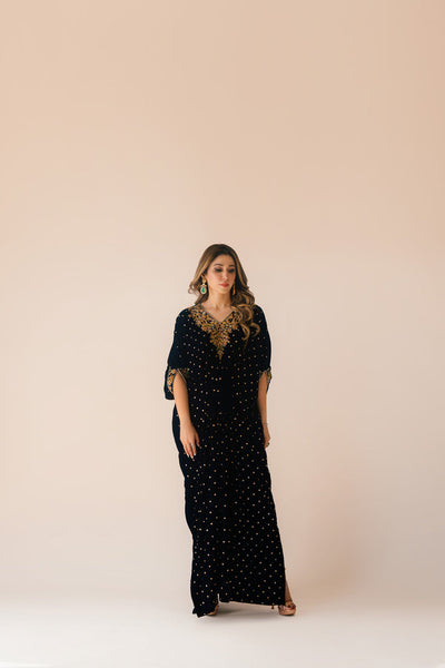 Sammy K | Velvet Festive Edit | Navy Blue Caftan -  Sammy K Ladies Clothes - Original Designer Dress - House of Maryam