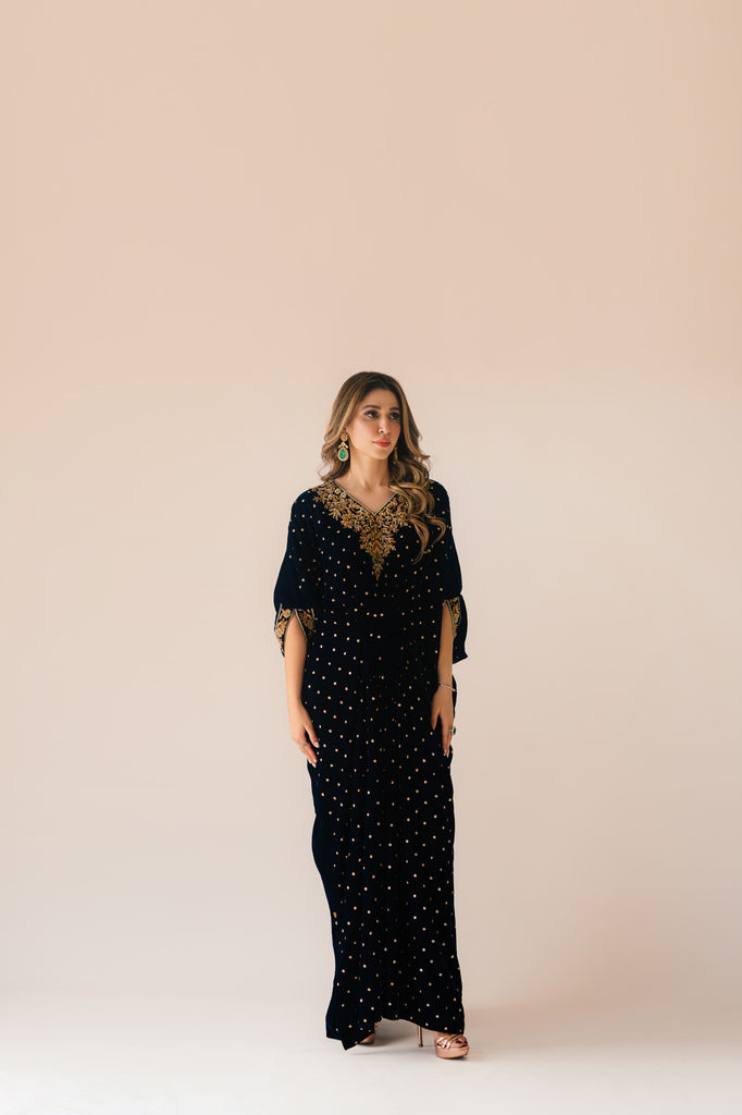 Sammy K | Velvet Festive Edit | Navy Blue Caftan -  Sammy K Ladies Clothes - Original Designer Dress - House of Maryam