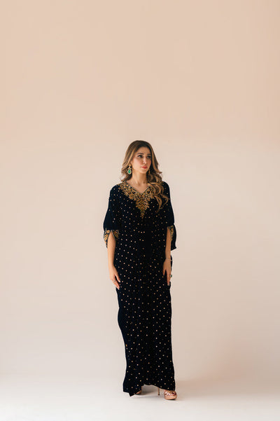 Sammy K | Velvet Festive Edit | Navy Blue Caftan -  Sammy K Ladies Clothes - Original Designer Dress - House of Maryam