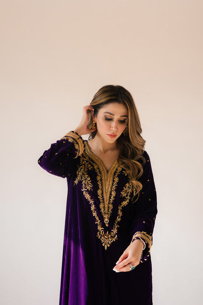 Sammy K | Velvet Festive Edit | Purple Velvet Maxi Outfit -  Sammy K Ladies Clothes - Original Designer Dress - House of Maryam
