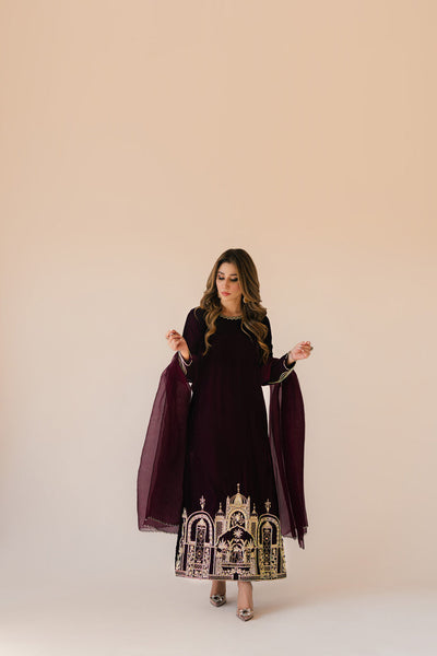 Sammy K | Velvet Festive Edit | Burgundy velvet monument outfit -  Sammy K Ladies Clothes - Original Designer Dress - House of Maryam
