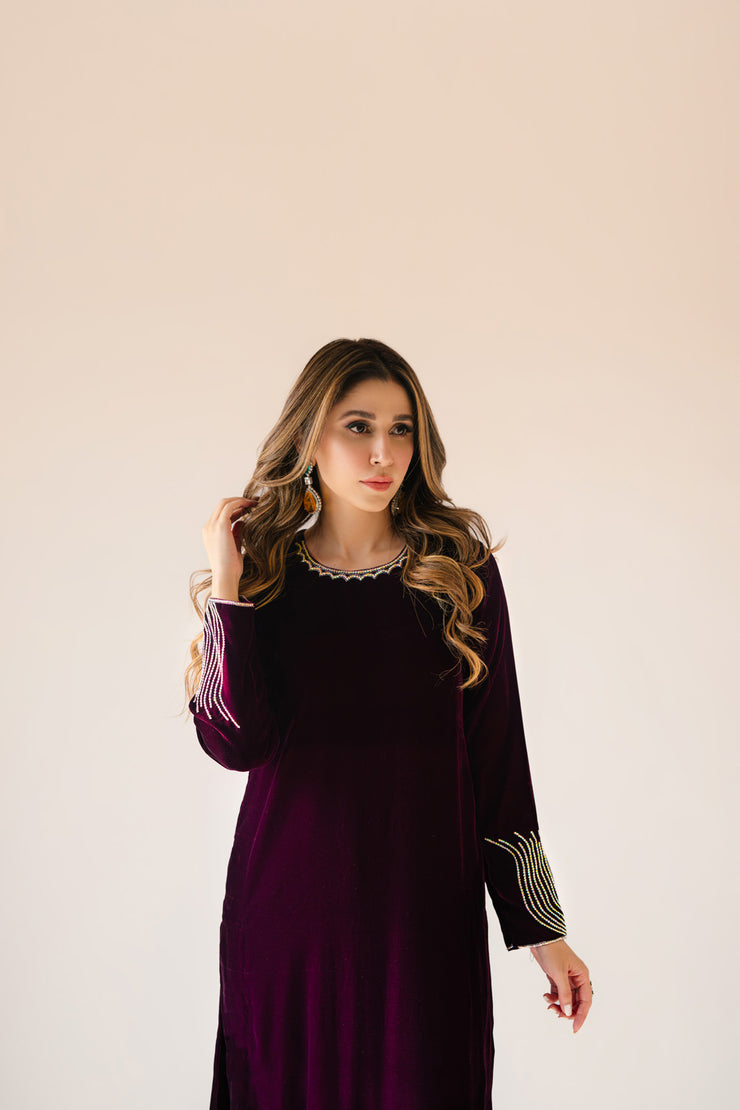Sammy K | Velvet Festive Edit | Burgundy velvet monument outfit -  Sammy K Ladies Clothes - Original Designer Dress - House of Maryam