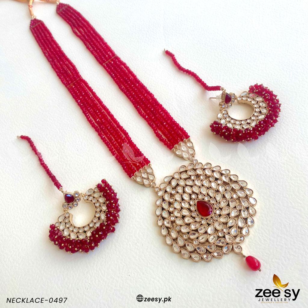 Lotus Necklace-0497 -  Zeesy Necklace Sets - Original Designer Dress - House of Maryam