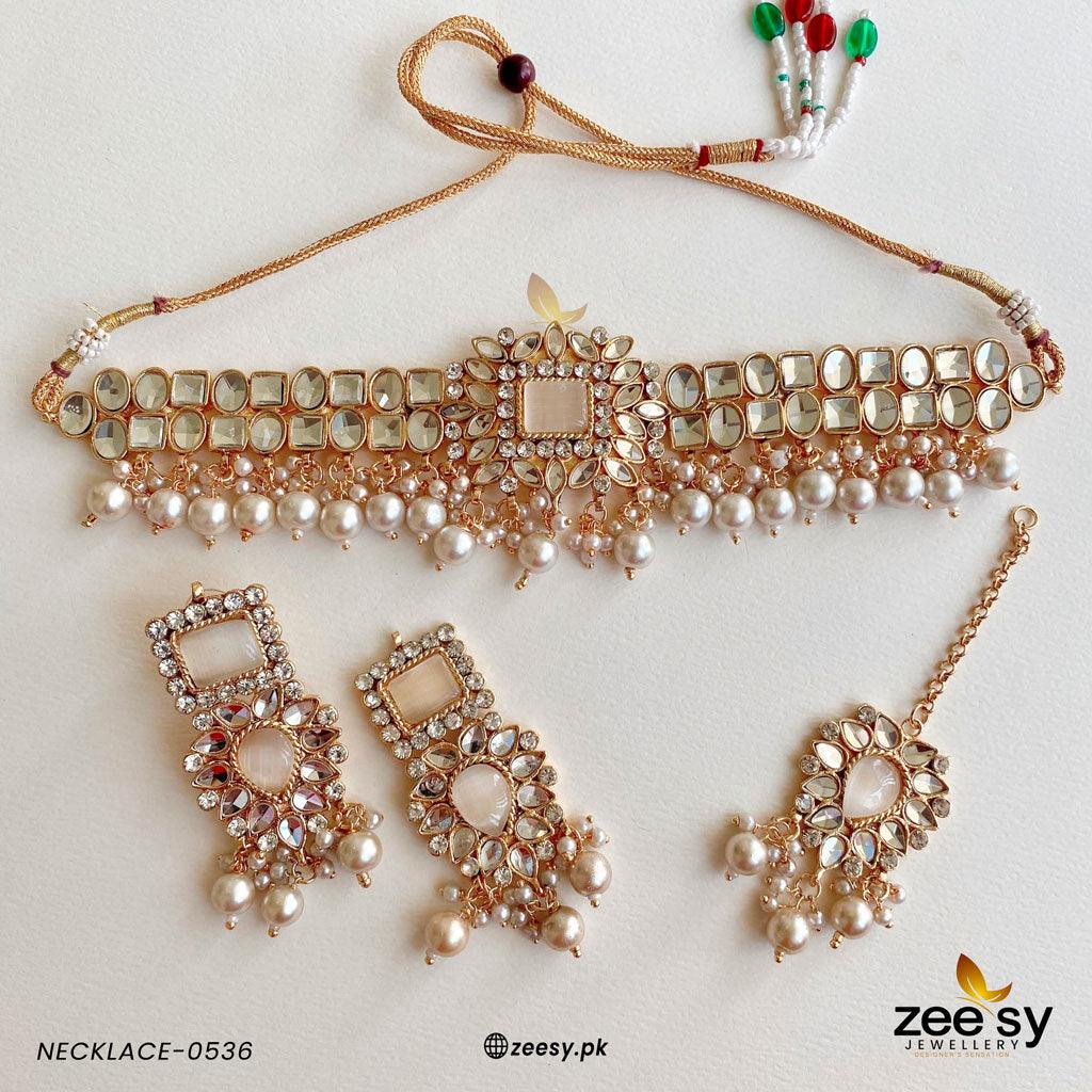 Kundan Necklace-0536 -  Zeesy Necklace Sets - Original Designer Dress - House of Maryam