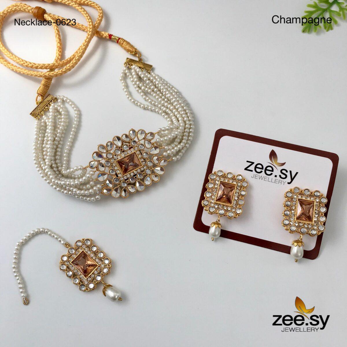 Necklace-0623 -  Zeesy bindiya - Original Designer Dress - House of Maryam
