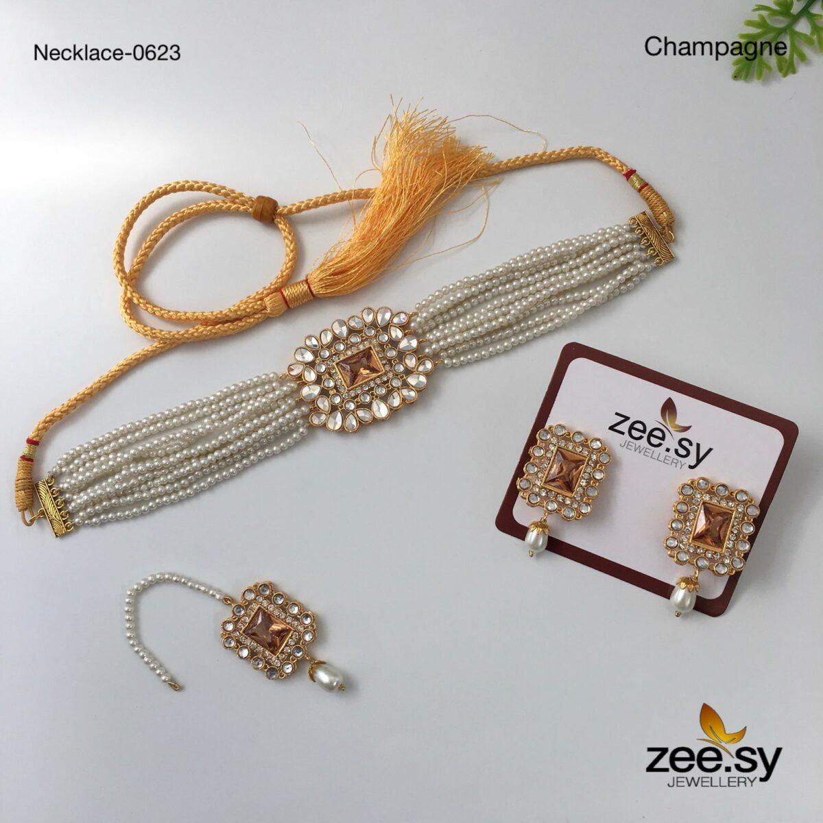 Necklace-0623 -  Zeesy bindiya - Original Designer Dress - House of Maryam