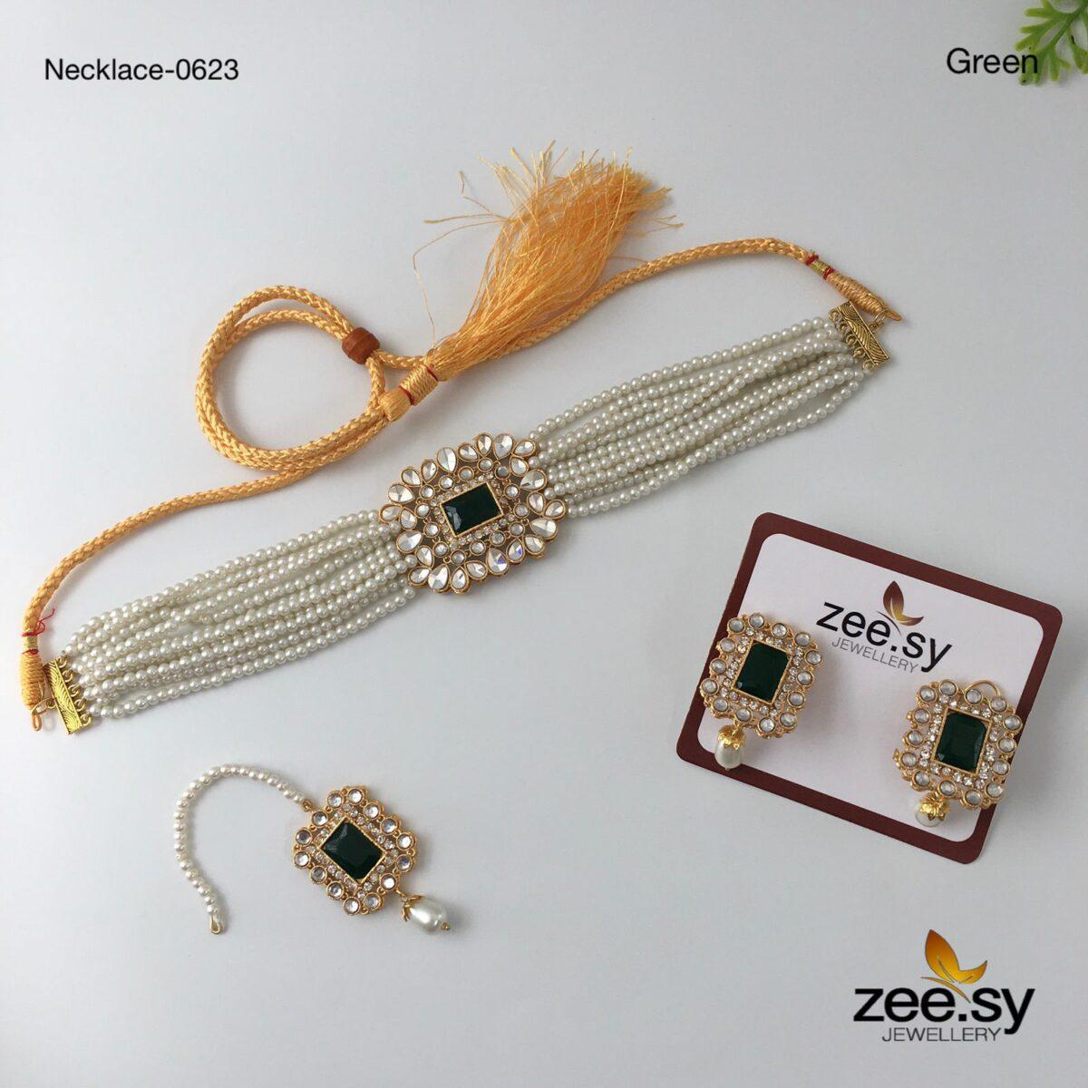 Necklace-0623 -  Zeesy bindiya - Original Designer Dress - House of Maryam