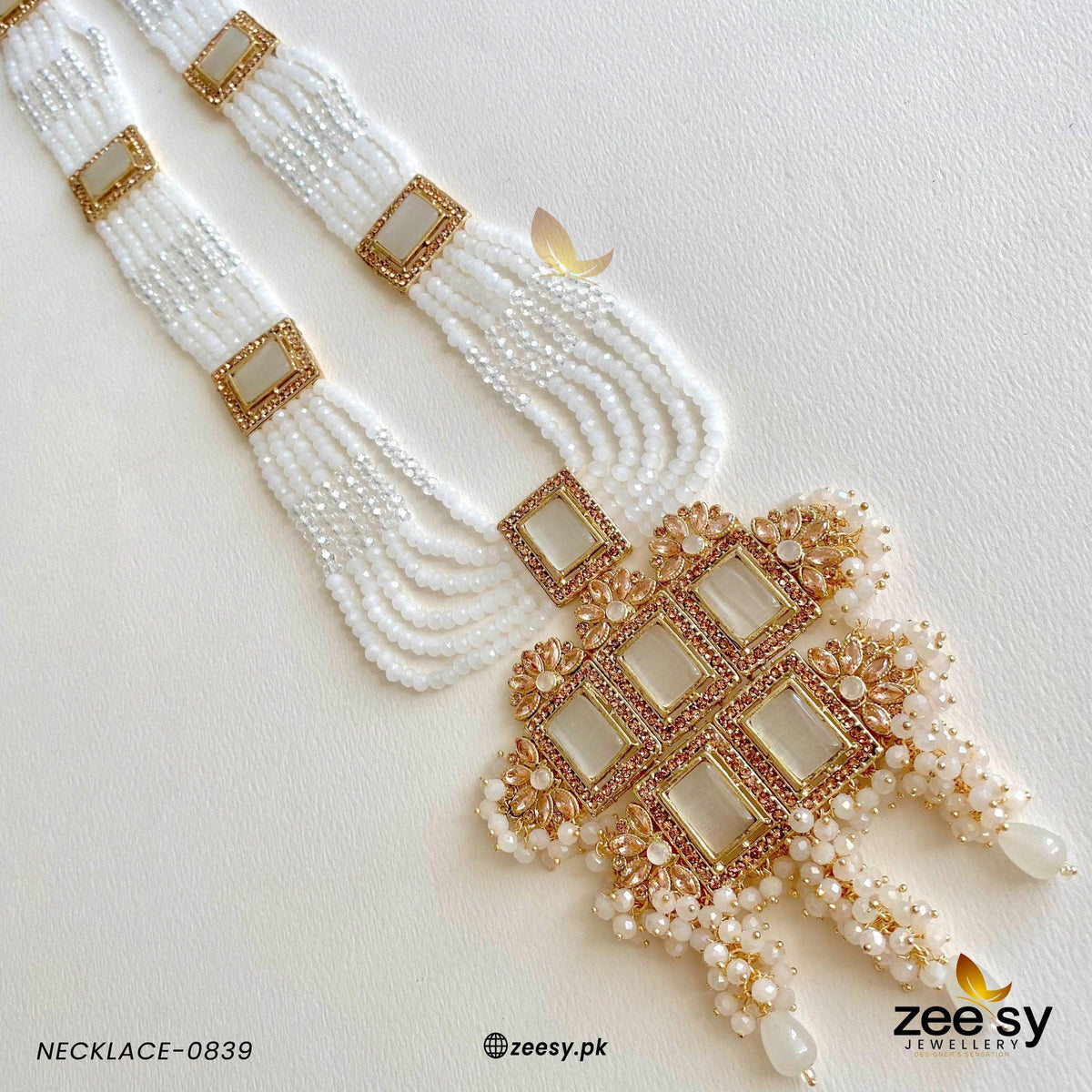 Mala Necklace-0839 -  Zeesy Necklace Sets - Original Designer Dress - House of Maryam