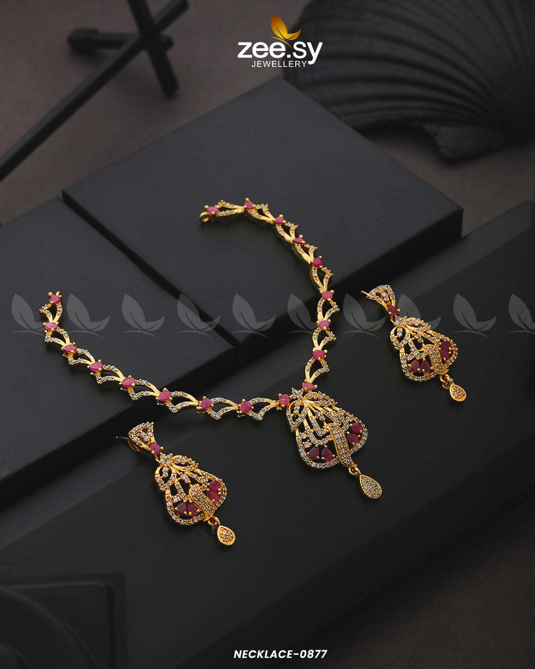 Necklace-0877 -  Zeesy Necklace Sets - Original Designer Dress - House of Maryam
