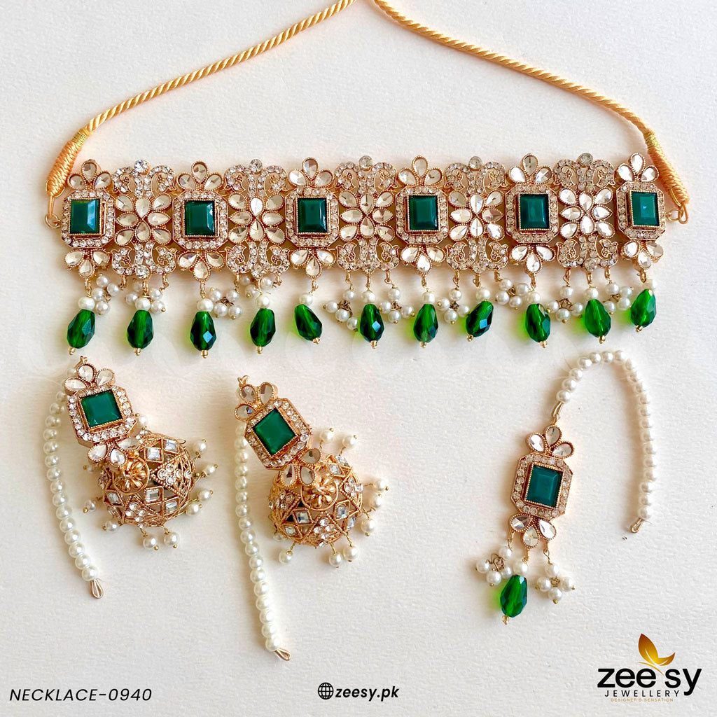 Necklace Set-0940 -  Zeesy Necklace Sets - Original Designer Dress - House of Maryam