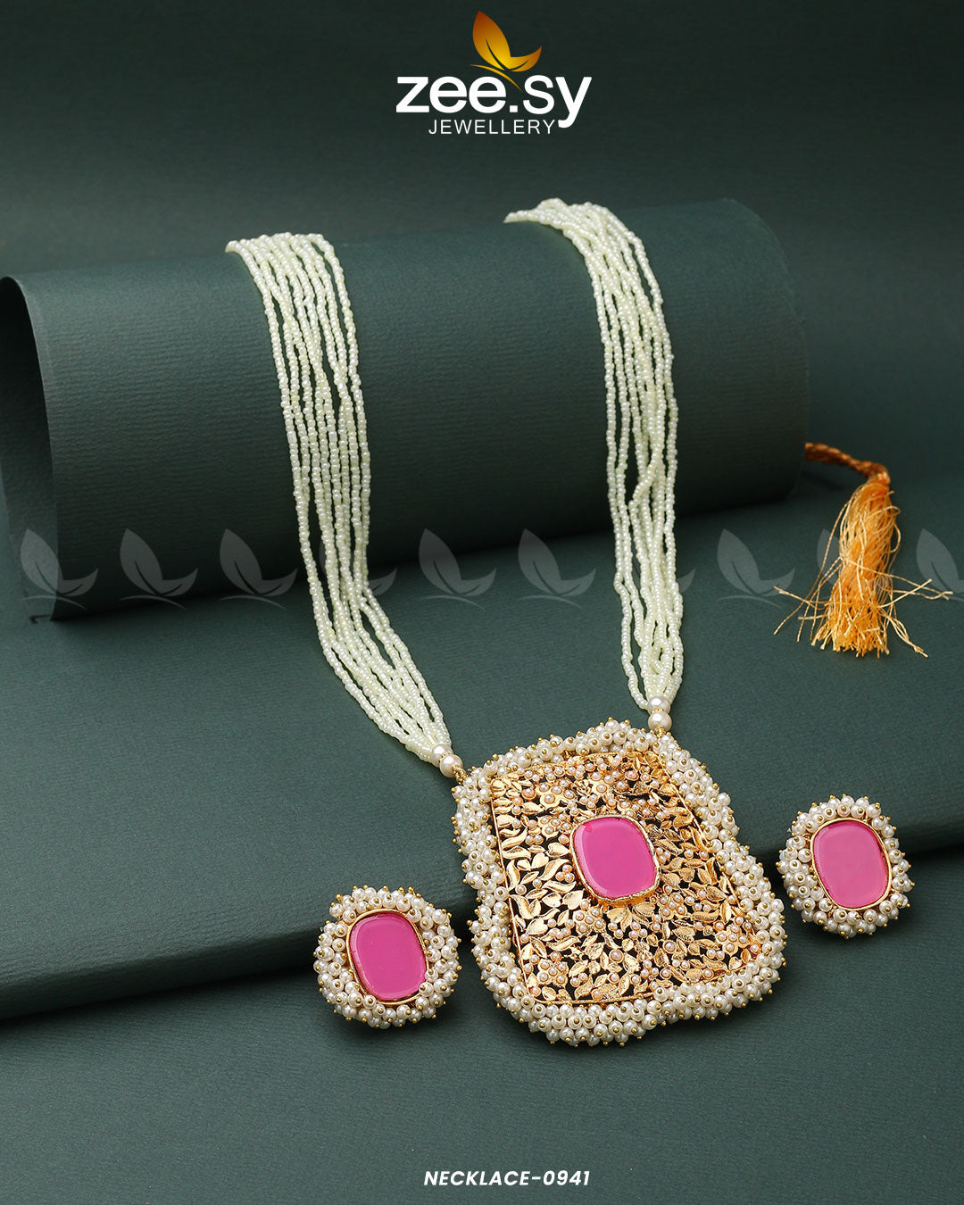 Gajra Pearl Mala -  Zeesy Necklace Sets - Original Designer Dress - House of Maryam