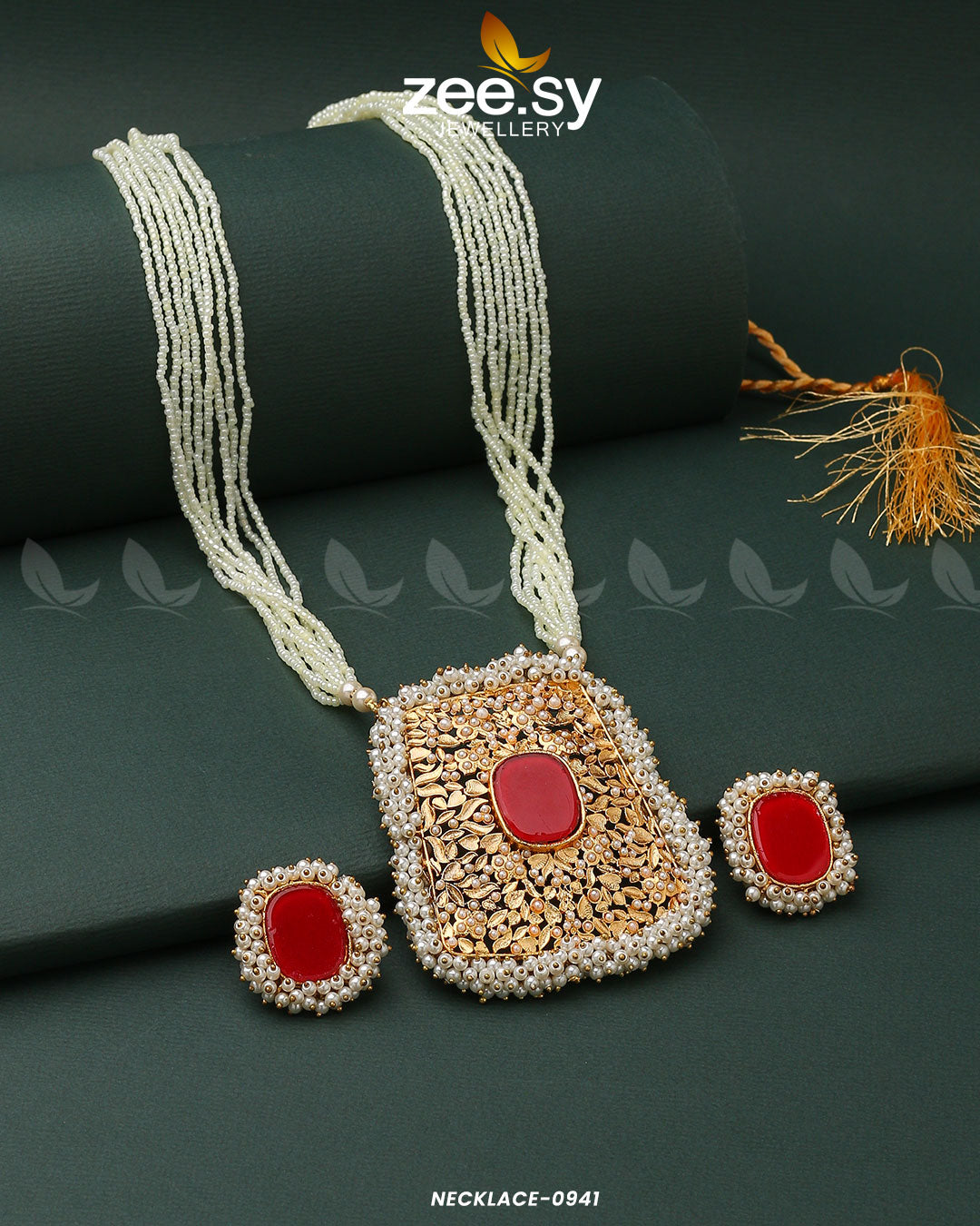 Gajra Pearl Mala -  Zeesy Necklace Sets - Original Designer Dress - House of Maryam