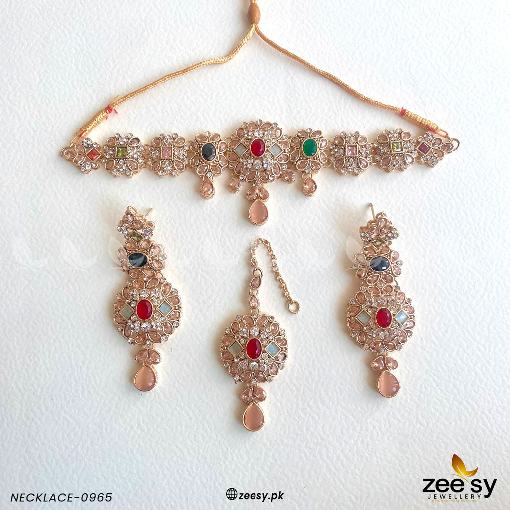 Necklace-0965 -  Zeesy Necklace Sets - Original Designer Dress - House of Maryam