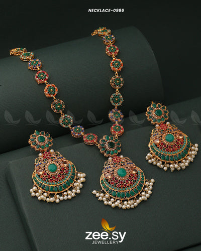 Mala Necklace-0986 -  Zeesy Necklace Sets - Original Designer Dress - House of Maryam