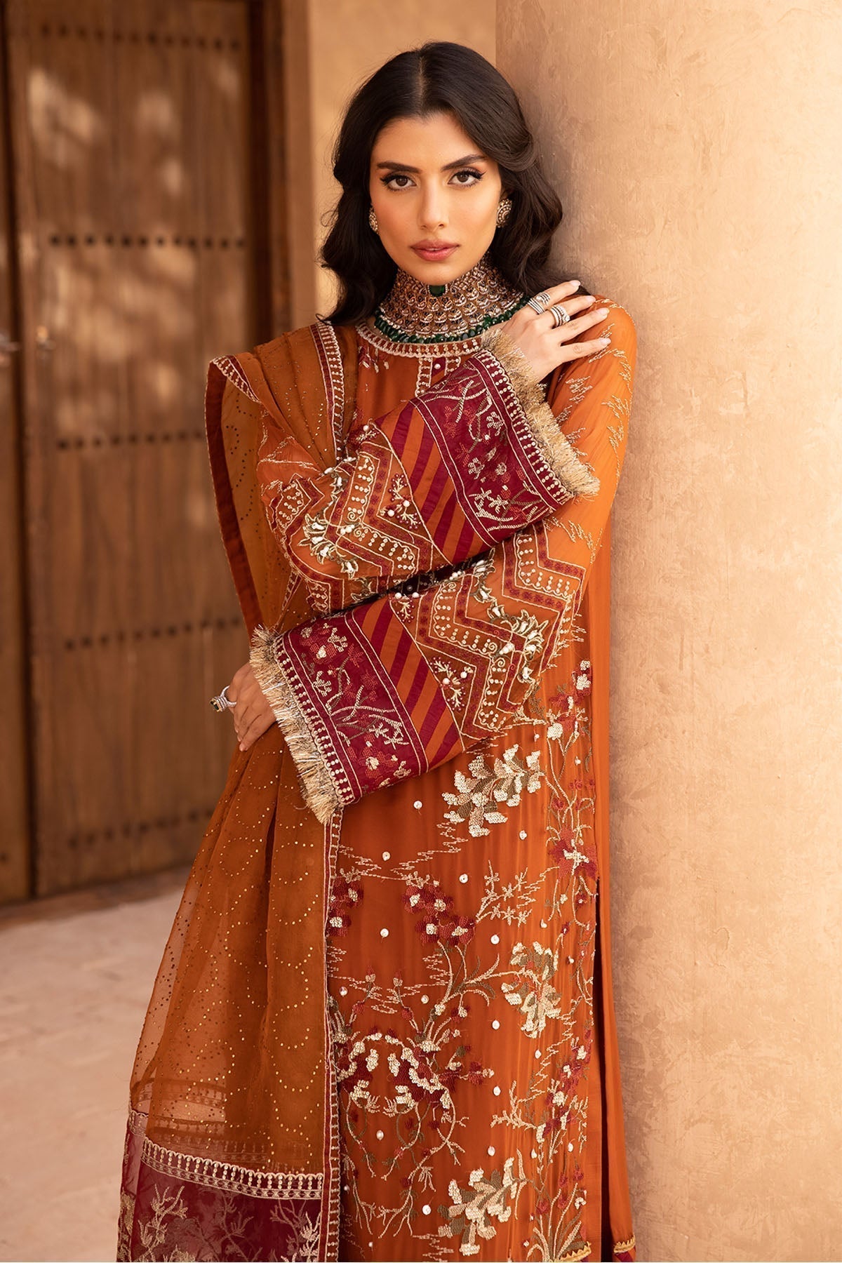 Nureh | Embroidered Luxury Chiffon | NEL-22 -  Nureh Luxury - Original Designer Dress - House of Maryam