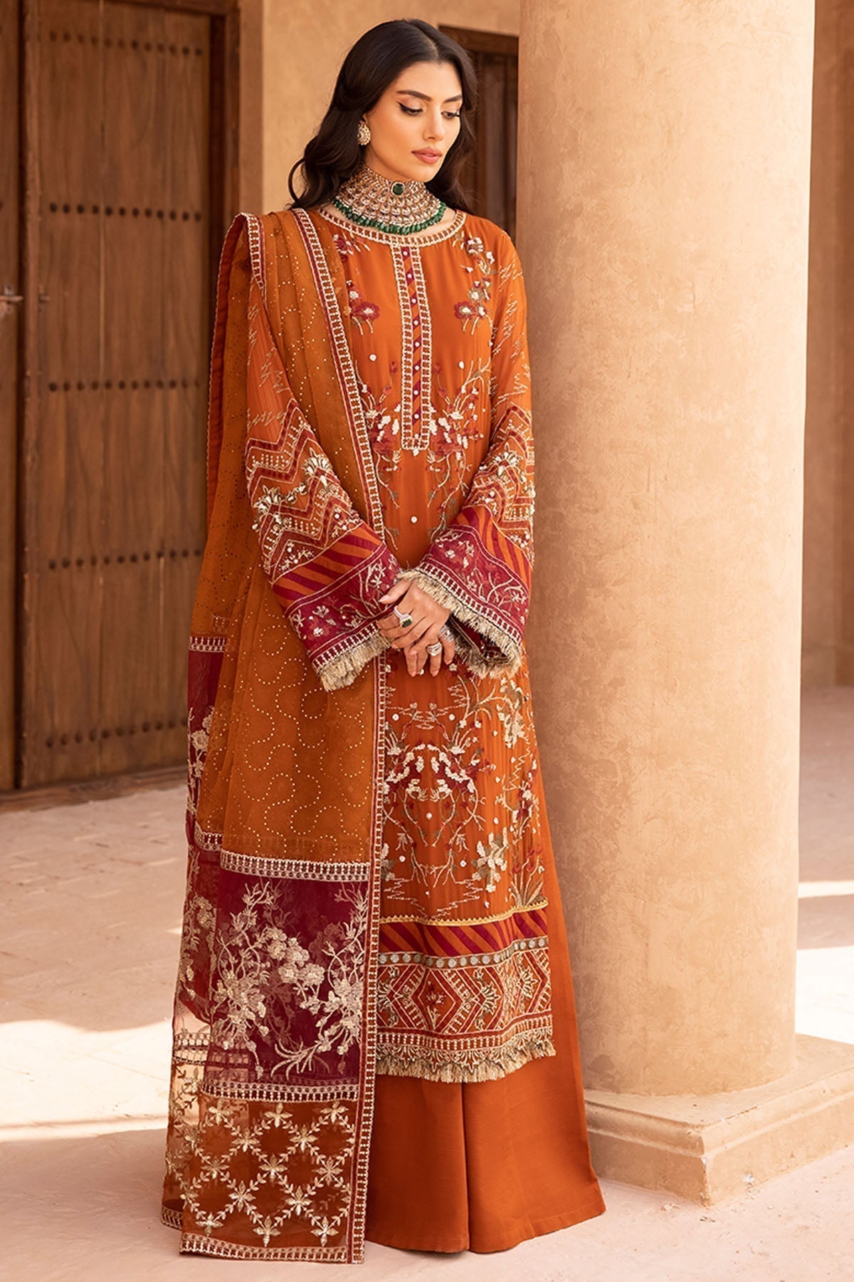 Nureh | Embroidered Luxury Chiffon | NEL-22 -  Nureh Luxury - Original Designer Dress - House of Maryam