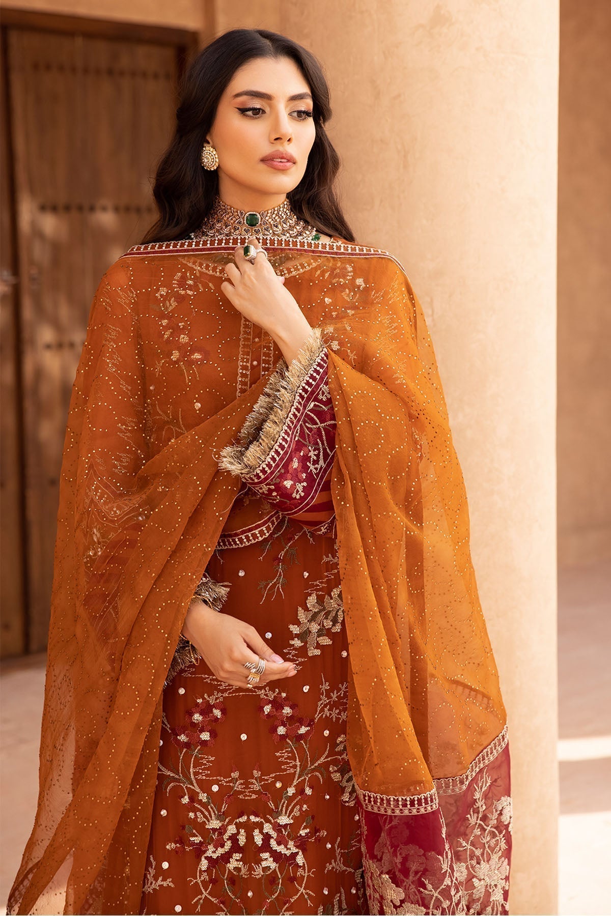 Nureh | Embroidered Luxury Chiffon | NEL-22 -  Nureh Luxury - Original Designer Dress - House of Maryam