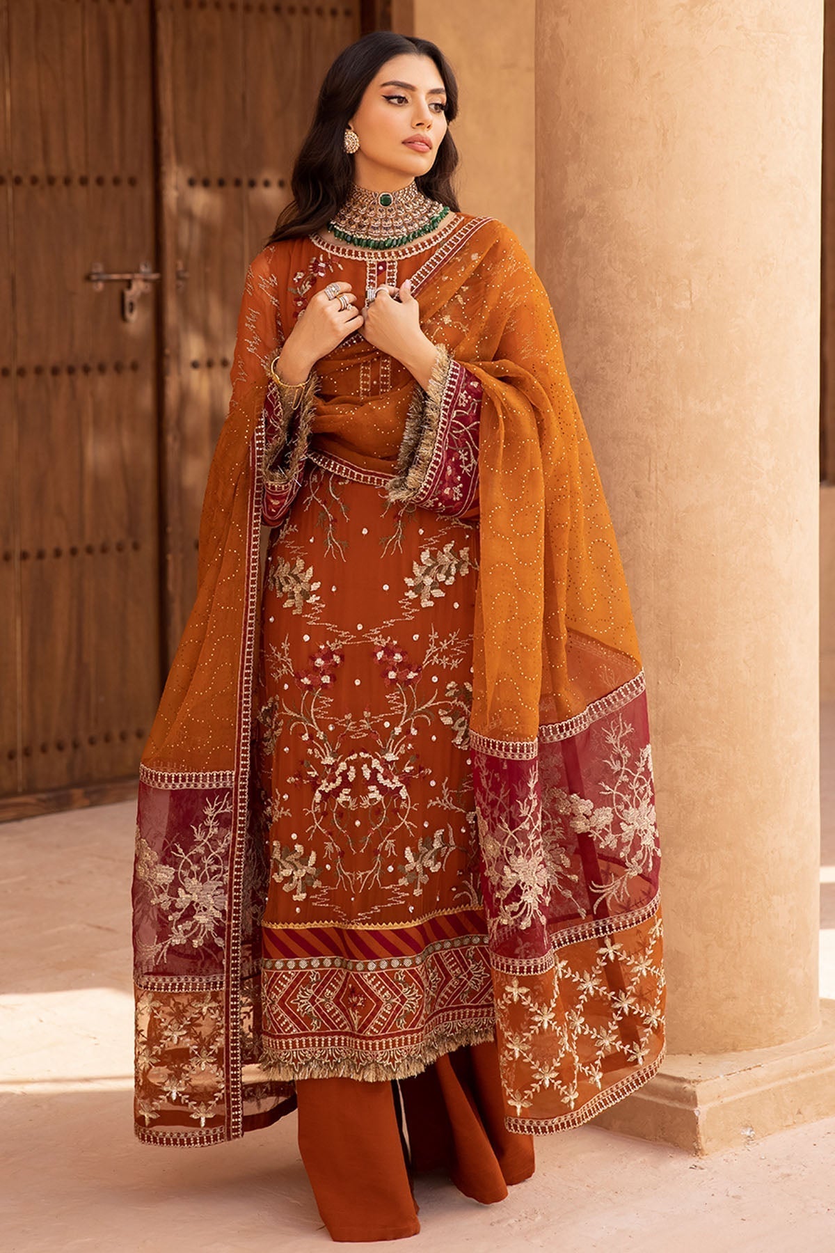 Nureh | Embroidered Luxury Chiffon | NEL-22 -  Nureh Luxury - Original Designer Dress - House of Maryam