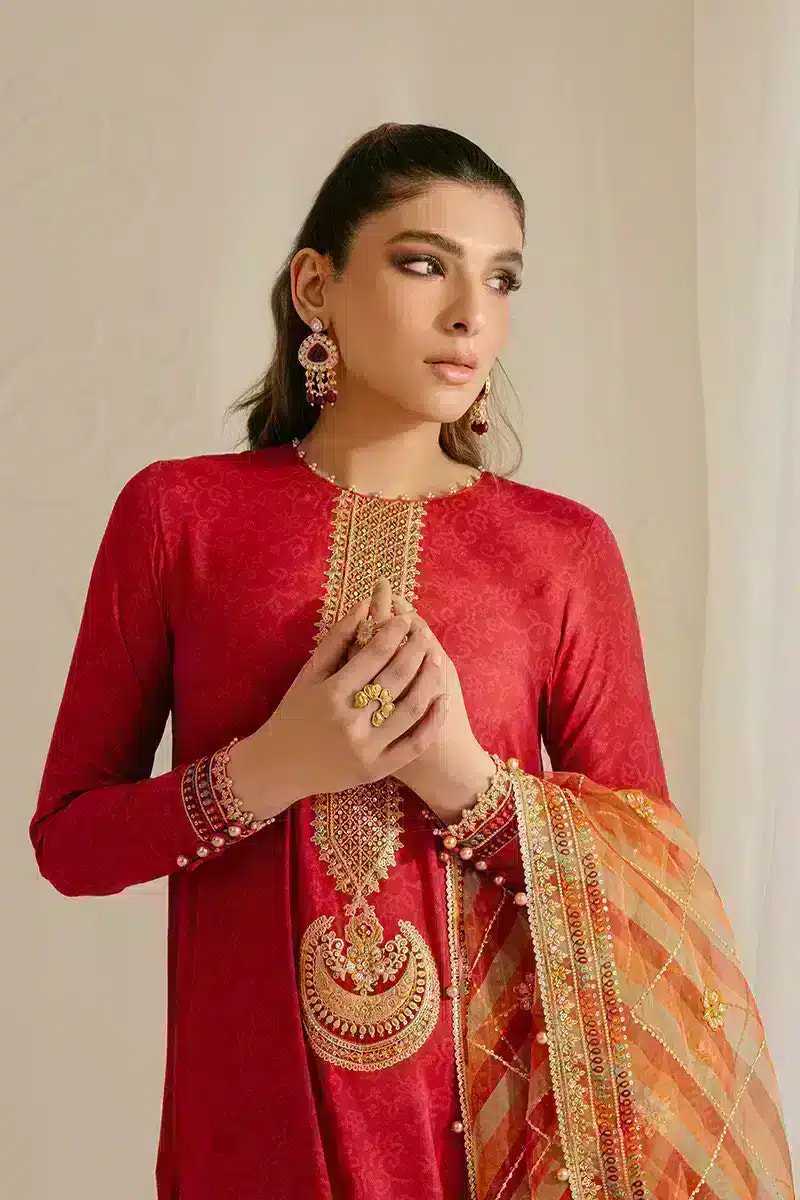 Cross Stitch | Wedding Festive 23 | POMPEIAN RED -  Cross Stitch Formal - Original Designer Dress - House of Maryam