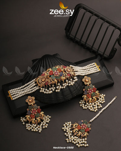Necklace-0988 -  Zeesy Necklace Sets - Original Designer Dress - House of Maryam
