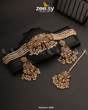 Necklace-0988 -  Zeesy Necklace Sets - Original Designer Dress - House of Maryam