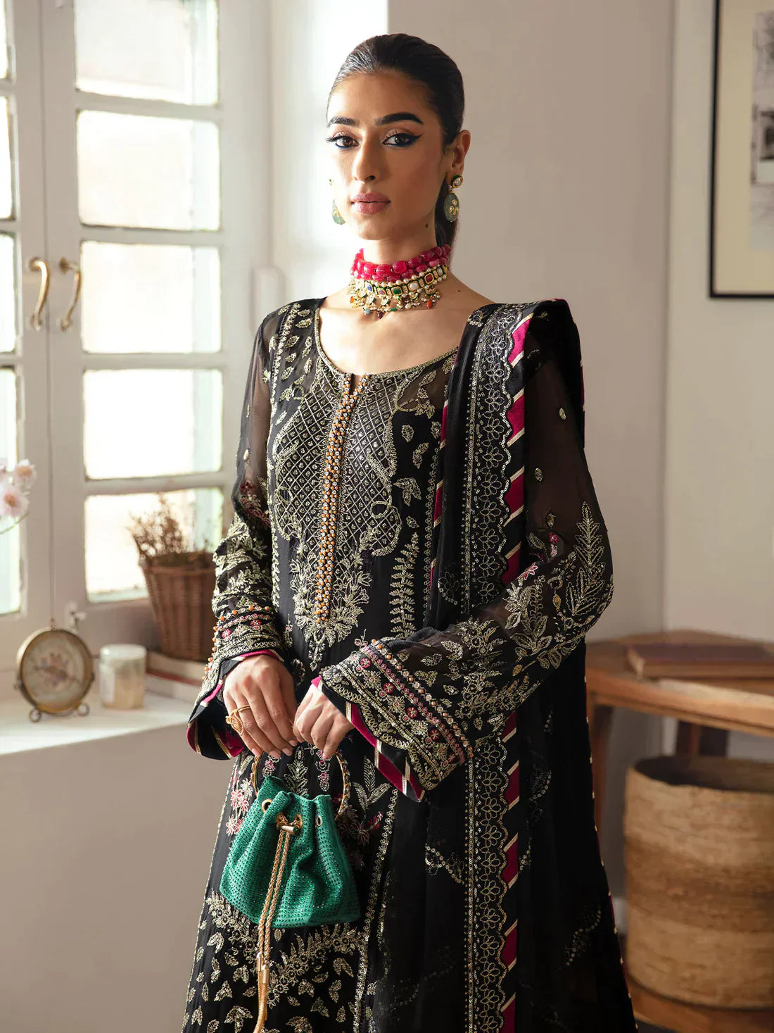 Gulaal | Embroidered Chiffon 23 | NOIR GL-EC-23V1-06