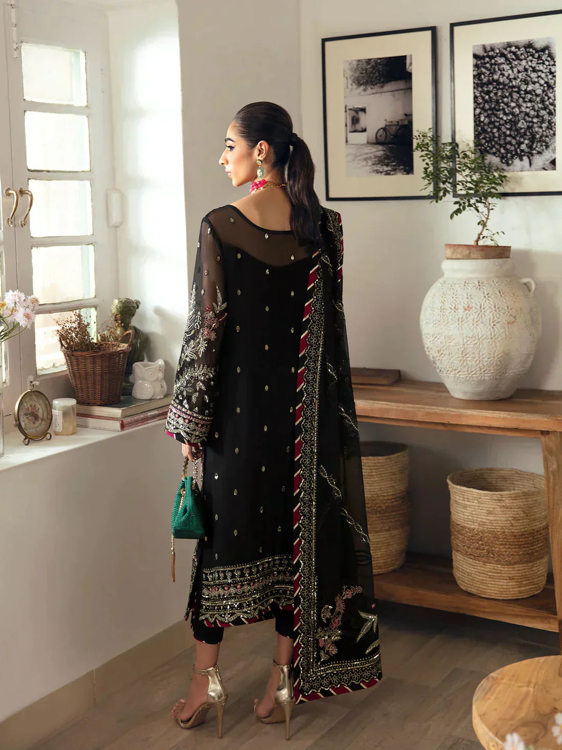 Gulaal | Embroidered Chiffon 23 | NOIR GL-EC-23V1-06 -  Gulaal Formal -  House of Maryam