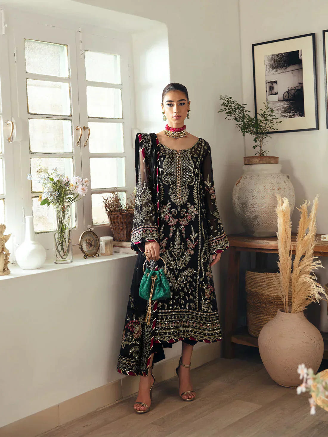 Gulaal | Embroidered Chiffon 23 | NOIR GL-EC-23V1-06 -  Gulaal Formal - Original Designer Dress - House of Maryam
