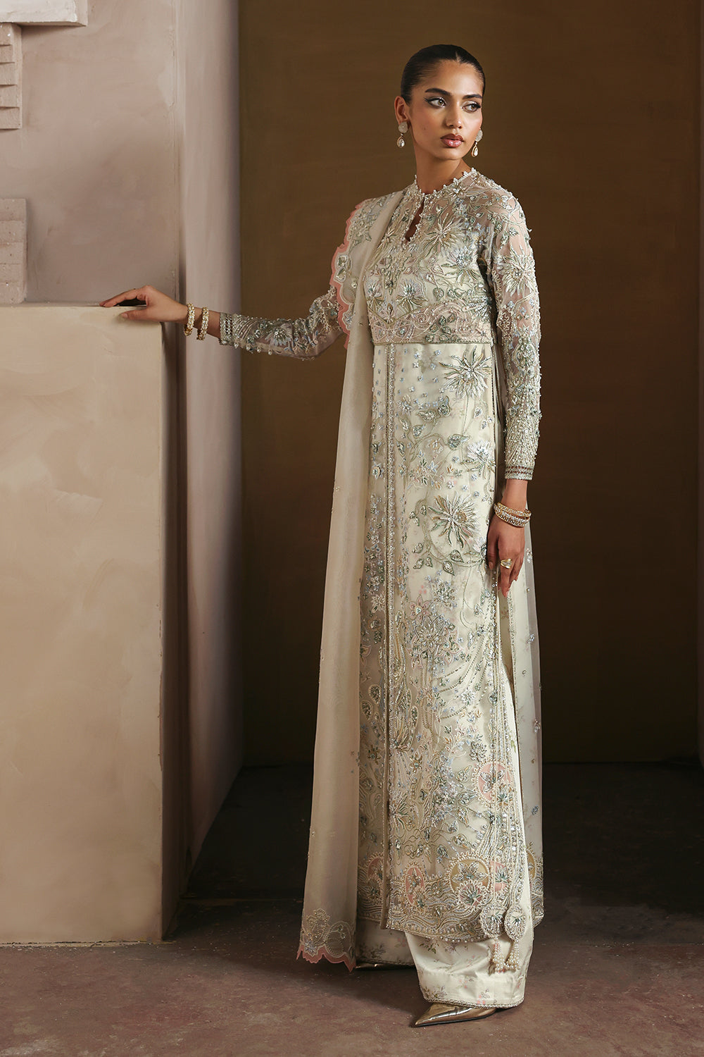 Soraya Novara opal white organza formal suit