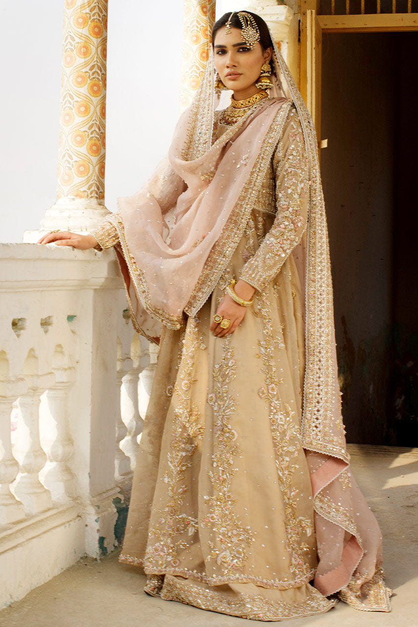 Nida Azwer | Hazaribagh Heirlooms | Nude Pink Kalidaar -  Nida Azwer Bridals - Original Designer Dress - House of Maryam