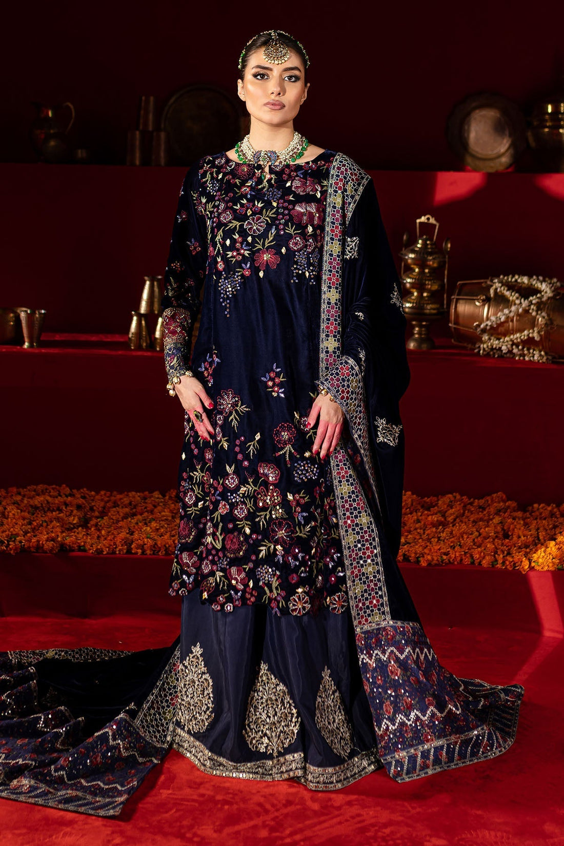 Nureh | Maya Velvet | NW-93 by Designer Nureh - House of Maryam - Pakistani Designer Ethnic Wear in {{ shop.shopifyCountryName }}