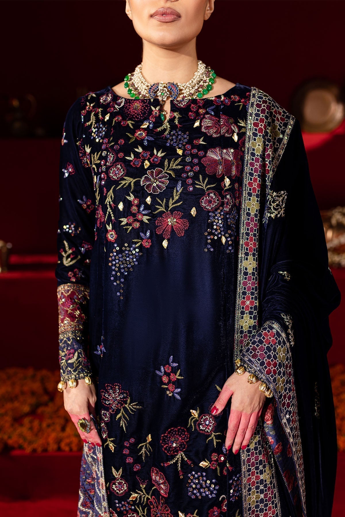 Nureh | Maya Velvet | NW-93 by Designer Nureh - House of Maryam - Pakistani Designer Ethnic Wear in {{ shop.shopifyCountryName }}