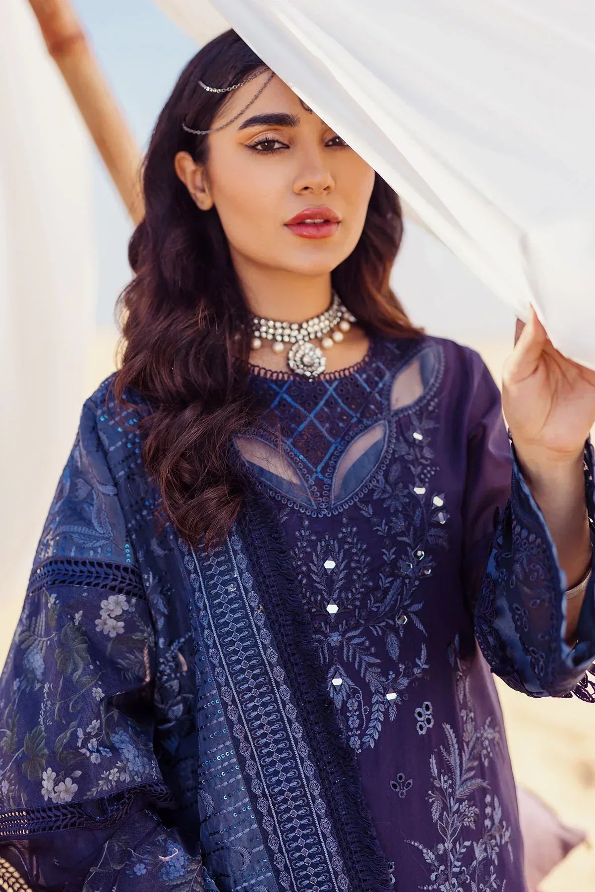 Nureh | Sehra Swiss Voil Lawn | NILE BLUE - NE-77 -  Nureh Luxury - Original Designer Dress - House of Maryam