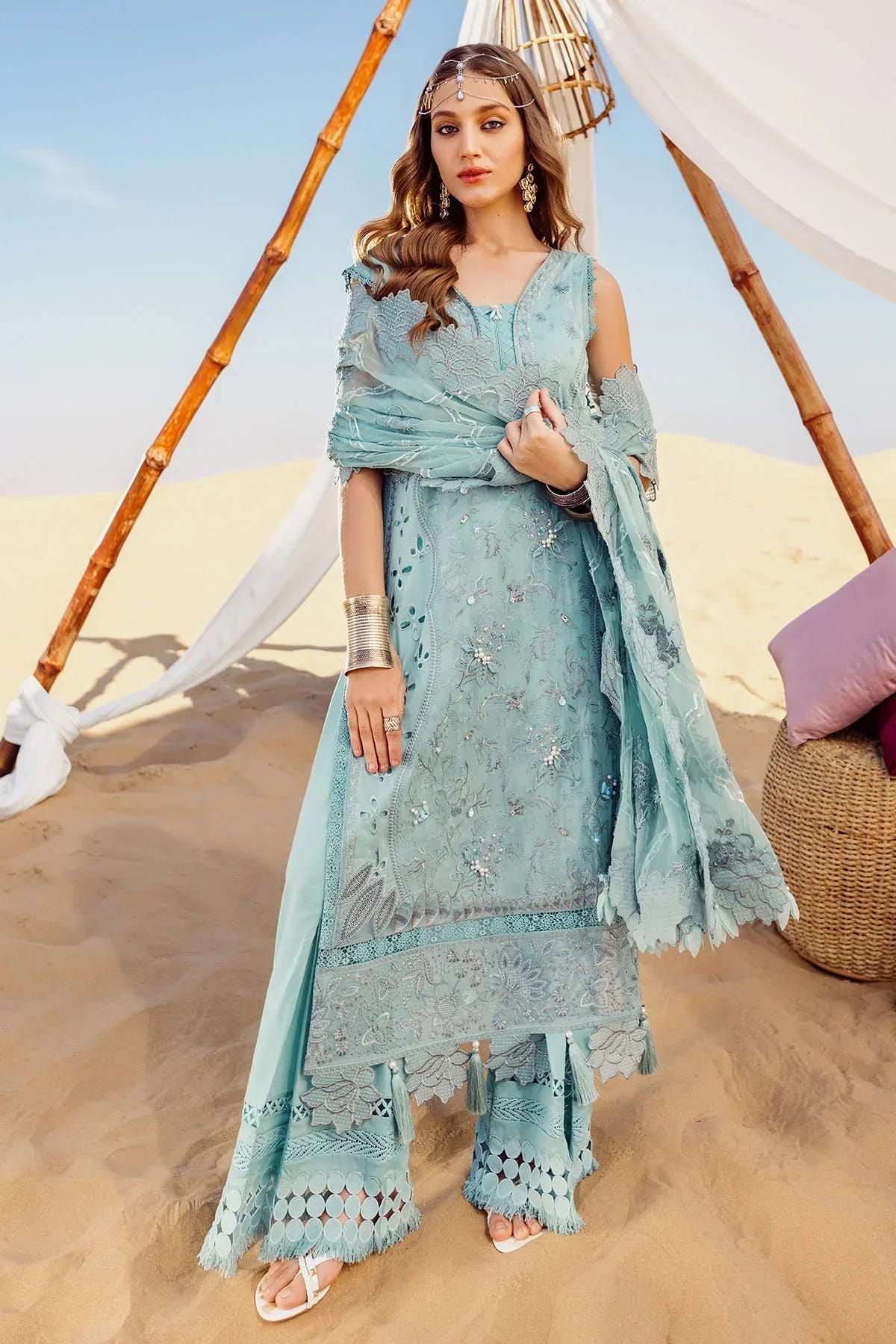 Nureh | Sehra Swiss Voil Lawn | AROOSH - NE-76 -  Nureh Luxury - Original Designer Dress - House of Maryam