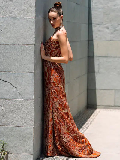Epoque | Ciel Luxury Couture | Ochre -  Epoque Formal - Original Designer Dress - House of Maryam