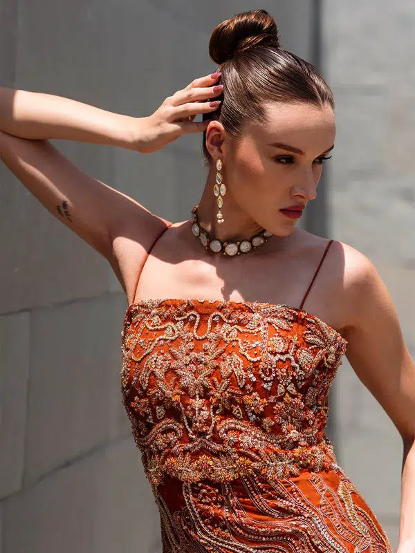 Epoque | Ciel Luxury Couture | Ochre -  Epoque Formal - Original Designer Dress - House of Maryam