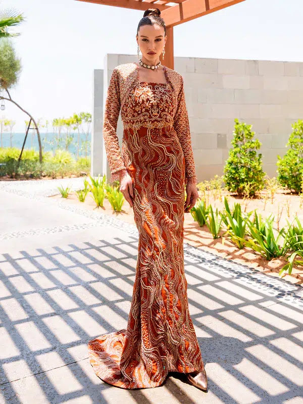 Epoque | Ciel Luxury Couture | Ochre by Designer Epoque - House of Maryam - Pakistani Designer Ethnic Wear in {{ shop.shopifyCountryName }}