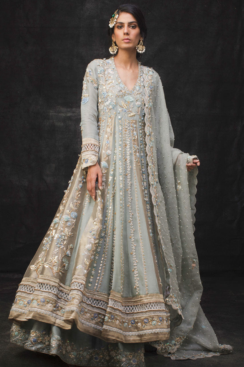 Nida Azwer | Sanaii | Uf-0120-Br-A-24-Old Blue -  Nida Azwer Bridals - Original Designer Dress - House of Maryam