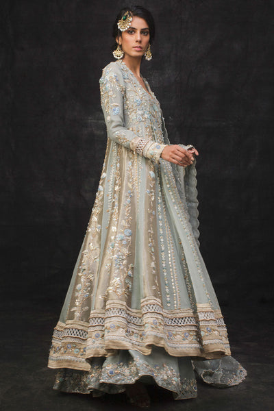 Nida Azwer | Sanaii | Uf-0120-Br-A-24-Old Blue -  Nida Azwer Bridals - Original Designer Dress - House of Maryam