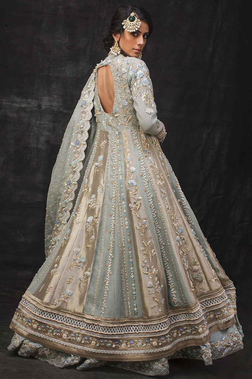 Nida Azwer | Sanaii | Uf-0120-Br-A-24-Old Blue -  Nida Azwer Bridals - Original Designer Dress - House of Maryam