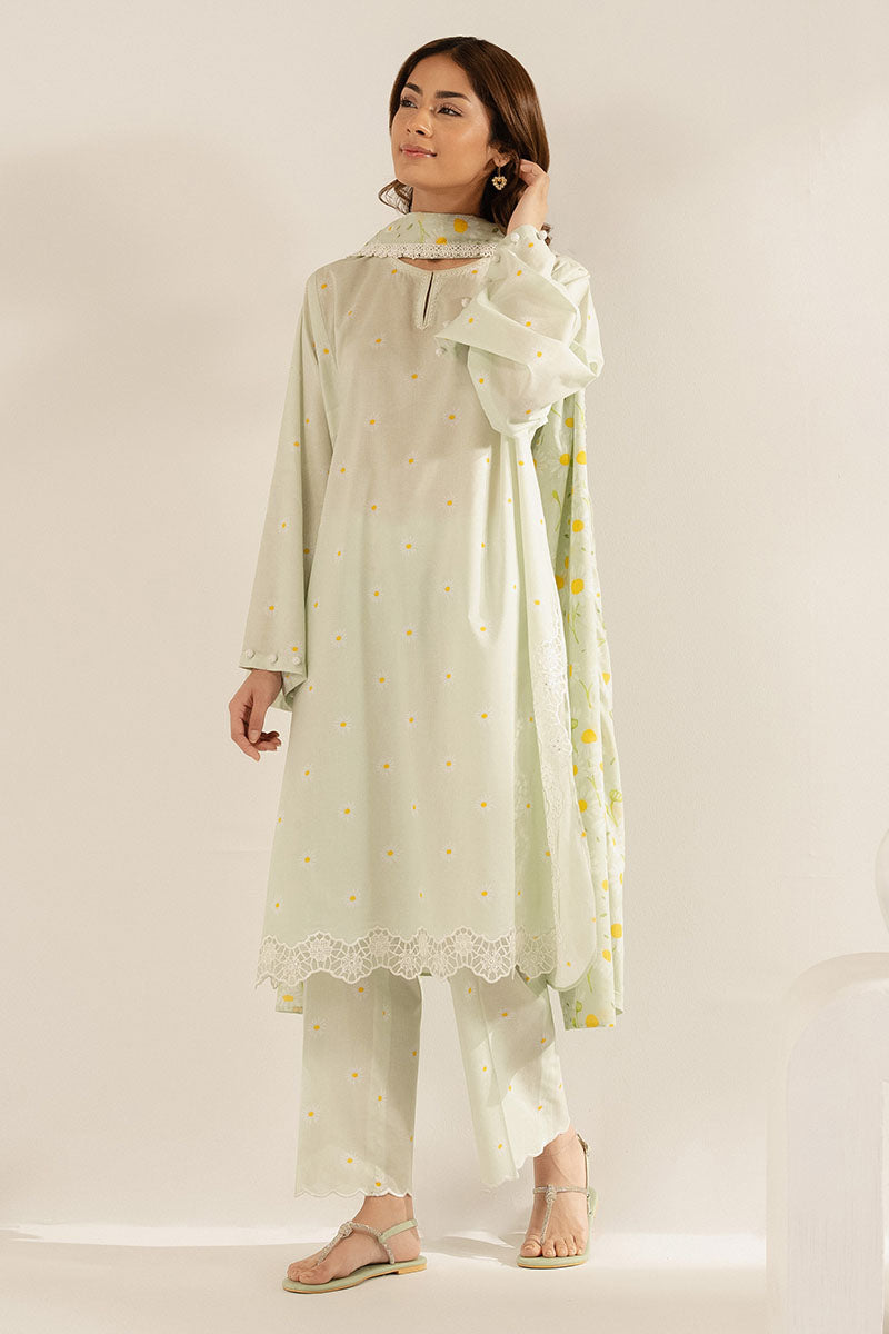 Cross Stitch | Basic Pret | Pastel Floret-3PC (Shirt, Trouser & Dupatta)-1